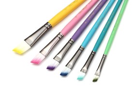 Pack 6 pinceles BOLONG colores punta diagonal